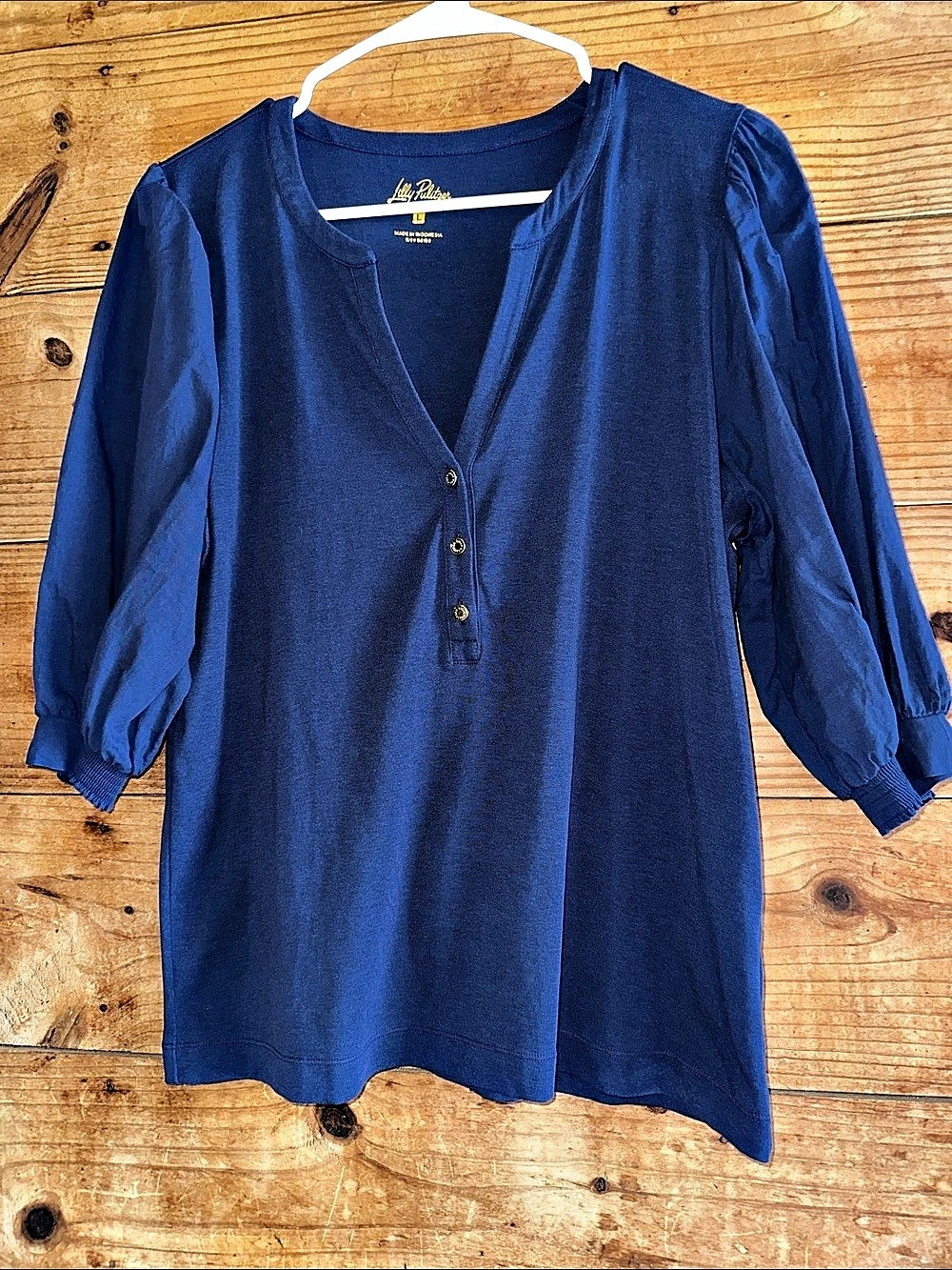 Lilly Pulitzer Ronson Knit Top Blue Cobalt Blouse Like New